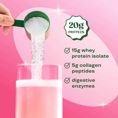 Bloom Clear Protein, Whey Protein Isolate with Collagen Peptides and Digestive Enzymes, 20g Protein, Sugar Free Post Workout Drink Mix, 90 Calories, 10 Servings