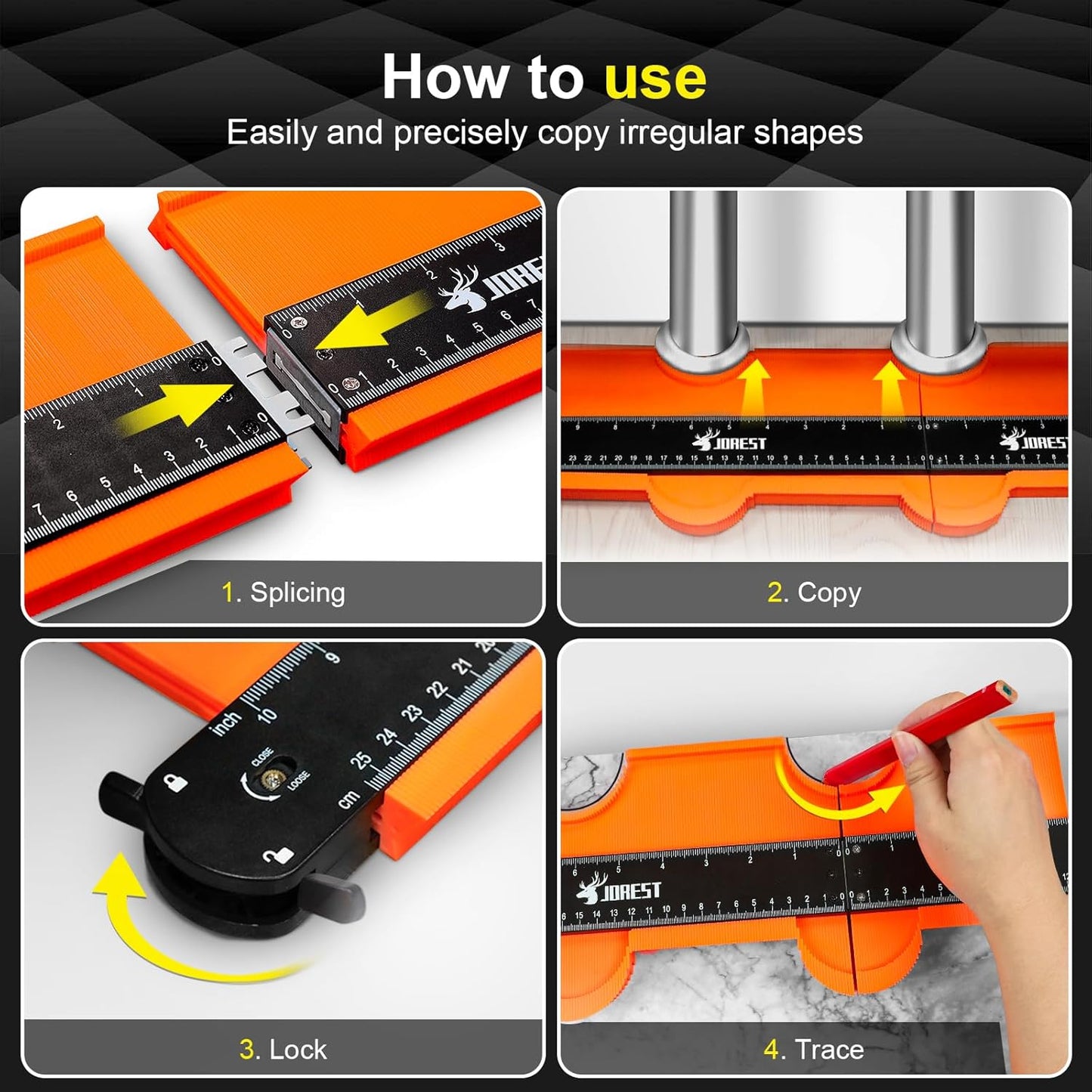 JOREST_Connectable_Contour_Gauge_(10+5_Inch),_Gifts_Ideas_for_Men_Dad_Handyman_Husband_Him,_Shape_Profile_Duplicator_with_Lock,_Outline_Angle_Measuring_Tool,_Template_tool,_Tile_Flooring,_Scribe_Edge