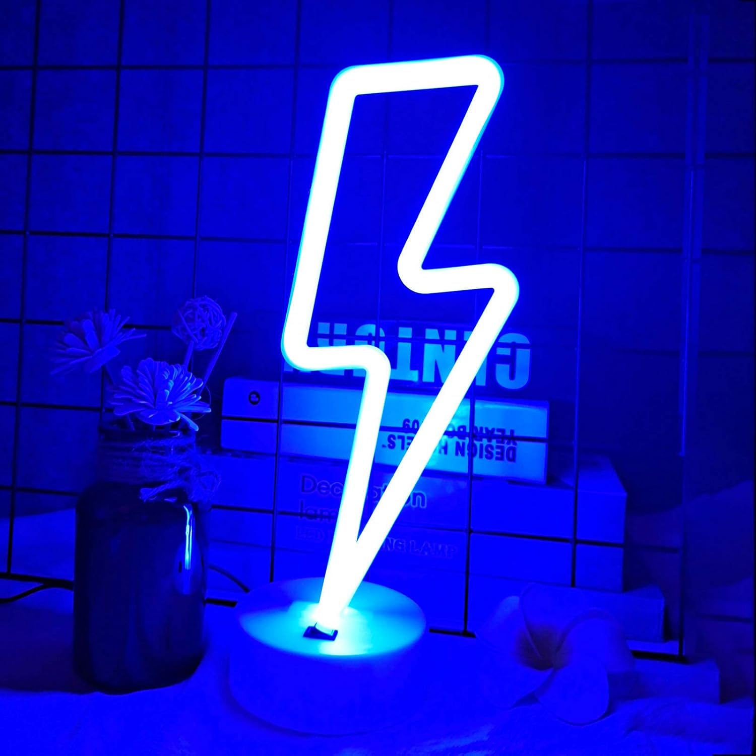 Lightning_Bolt_Neon_Signs_Lightning_Neon_Sign_with_Base_for_Bedroom_LED_Lighting_for_Room_Decor_for_Teen_Girls_Gifts_for_Teenager_Boys_USB/Battery_Cool_Gaming_Light_with_Holder(Blue)