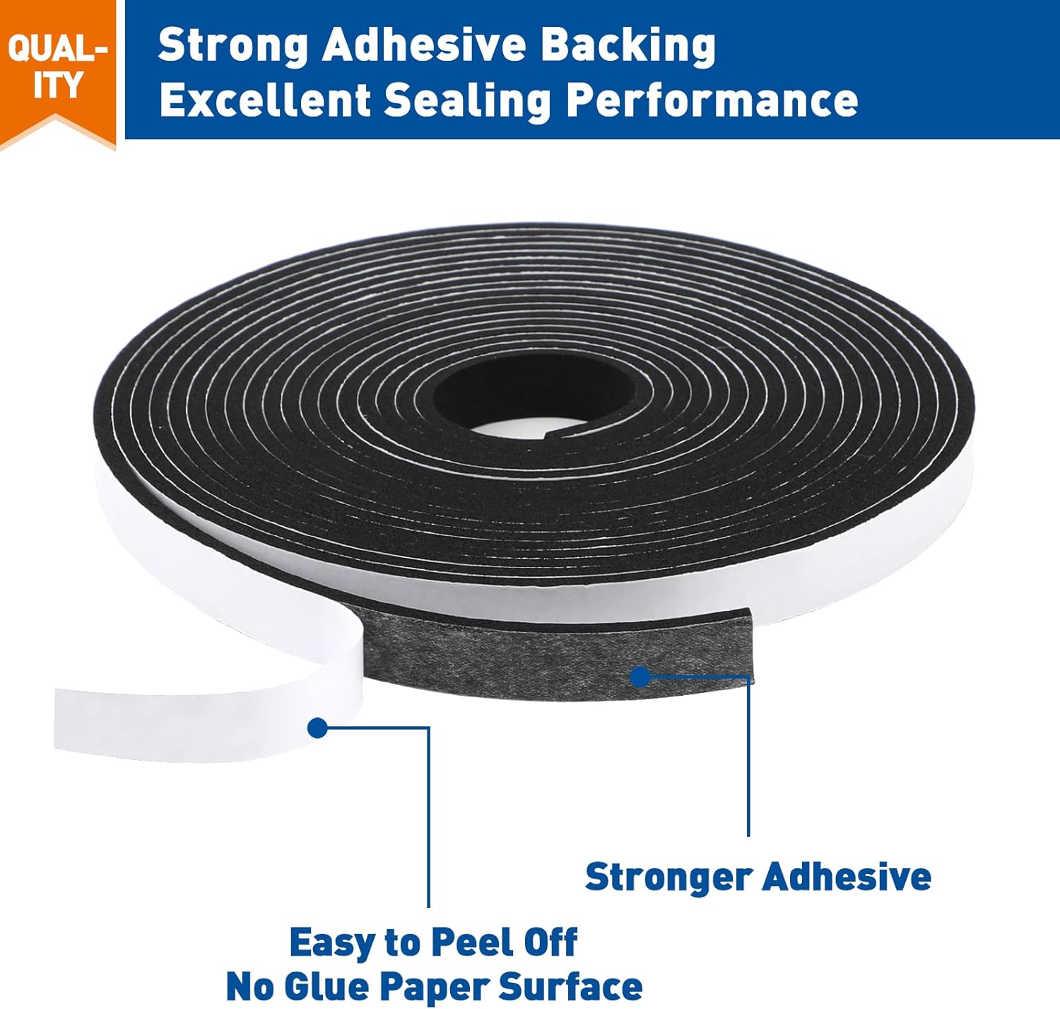 MAGZO_Weather_Stripping_Door_Seal,_1/2_Inch_Wide_X_1/8_Inch_Thick_Adhesive_Foam_Tape_Soundproof_Weatherstripping_for_Windows,_3_Rolls_Total_50FT_Black