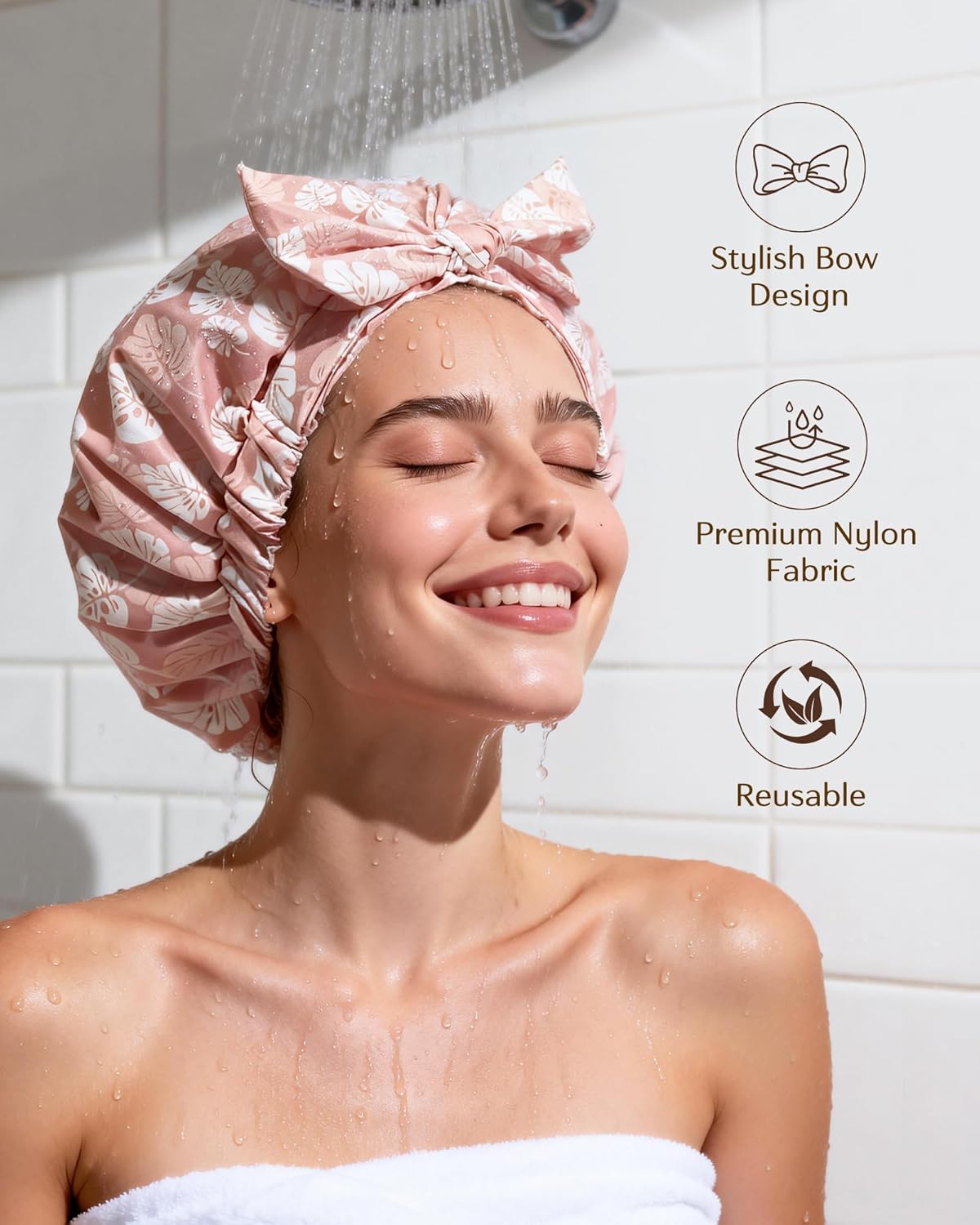 Yanibest_Shower_Cap_for_Women_Reusable_Waterproof,_Adjustable_Non-Slip_Shower_Hair_Cap,_Washable_Bath_Hat_for_Long_Hair