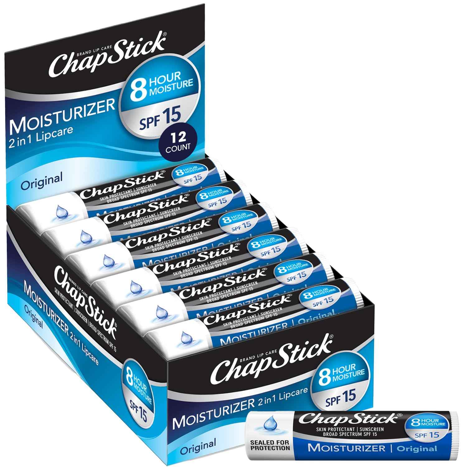 ChapStick Moisturizer 2-in-1 Lipcare SPF 15 – 8-Hour Sunscreen Lip Balm with Aloe Vera and Vitamin E