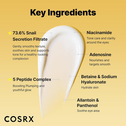 COSRX_Snail_Mucin_Peptide_Under_Eye_Cream,_0.84_fl_oz,_73.7%_Snail_Mucin_and_Niacinamide,_Eye_Care,_Eye_Cream_Anti_Aging,_Dark_Circles,_Korean_Skin_Care