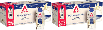 Atkins High Protein Shake, 15g Protein, 2g Net Carb, 1g Sugar, Keto Friendly, Chocolate Flavored Protein Shakes