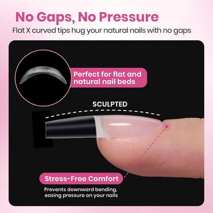 Beetles_Gel_Nail_Tips_Flat-X_-_Coffin_Medium,_320pcs_16_Sizes,_Pre-Etched_Half_Matte_Full_Cover_Soft_Acrylic_Press_on_False_Nail_Extension_Tips_Easy_DIY_Salon_Art_for_Flat_&_Natural_Nail_Beds