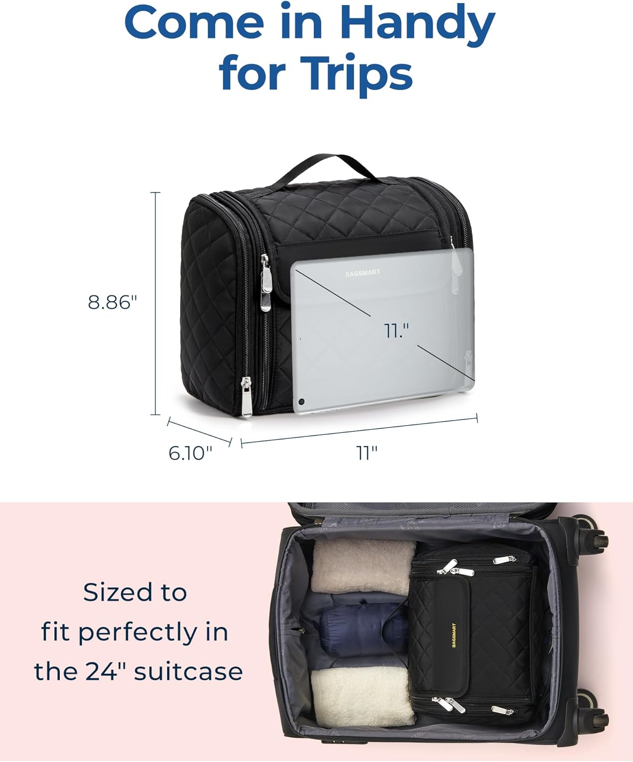 BAGSMART_Makeup_Bag_for_Women_with_Hanging_Hook_-_Portable_Cosmetic_Case,_Large_Capacity_Door_Room_Essentials_Travel_Organizer_for_Full_Sized_Cosmetics_and_Toiletries,_Black