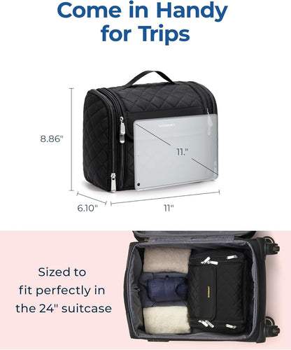 BAGSMART_Makeup_Bag_for_Women_with_Hanging_Hook_-_Portable_Cosmetic_Case,_Large_Capacity_Door_Room_Essentials_Travel_Organizer_for_Full_Sized_Cosmetics_and_Toiletries,_Black