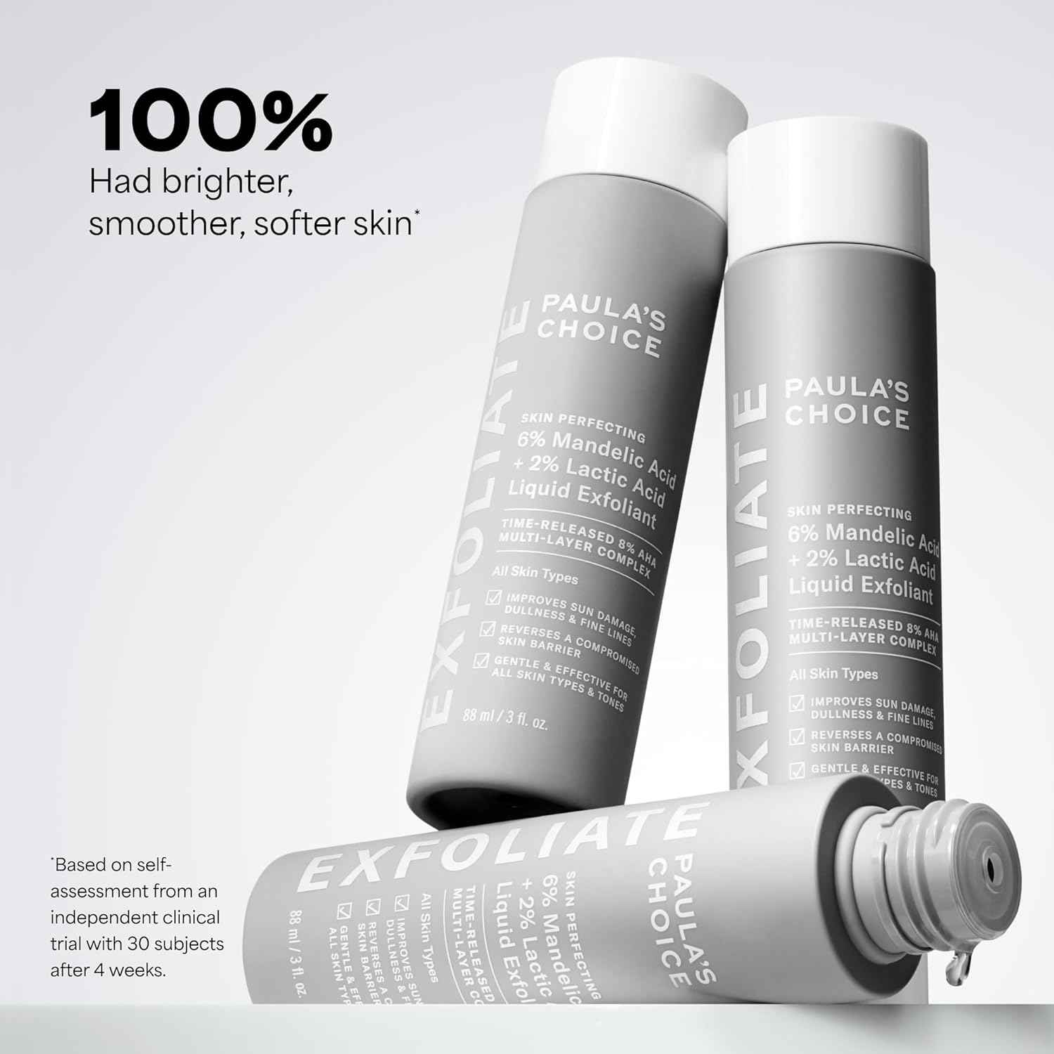 Paula’s Choice 6% Mandelic Acid + 2% Lactic Acid Exfoliant, Gentle Daily AHA Exfoliation for Discoloration, Bumpy Texture & Radiance, for Sensitive Skin, Fragrance-Free