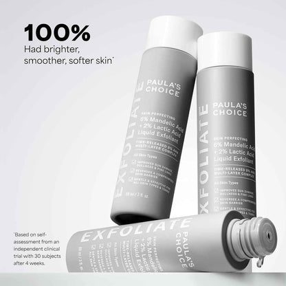 Paula’s Choice 6% Mandelic Acid + 2% Lactic Acid Exfoliant, Gentle Daily AHA Exfoliation for Discoloration, Bumpy Texture & Radiance, for Sensitive Skin, Fragrance-Free