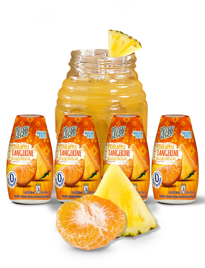 Klass Aguas Frescas | Liquid Water Enhancer | Pineapple Tangerine | Naturally Flavored | Sugar Free | Zero Calories Per Serving | Keto | 4 Bottles, Makes 96 Drinks