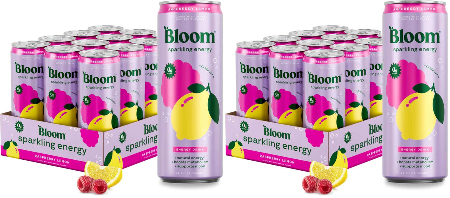 Bloom Nutrition Sparkling Energy Drink - Natural Caffeine, Zero Sugar, 180mg - Antioxidant-Rich with Green Coffee Bean, Green Tea Extract, Prebiotics