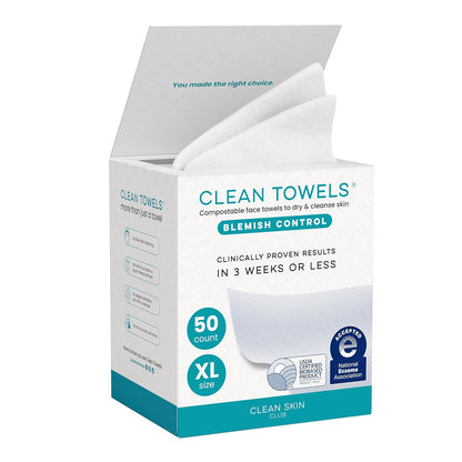 CLEAN_SKIN_CLUB_Blemish_Control_Clean_Towels®_XL,_Extra_Exfoliation_for_Oily_Skin,_Disposable,_Single-Use_Face_Towelette_Dry_Wipe_-_1_Pack_(50_Count)