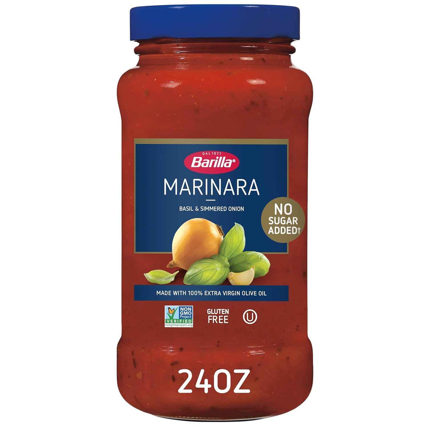 Barilla Pasta Sauce, NO ADDED SUGAR - Made with 100% Extra Virgin Olive Oil - No Artificial Colors, Flavors or Preservatives - Non-GMO, Gluten Free, Kosher