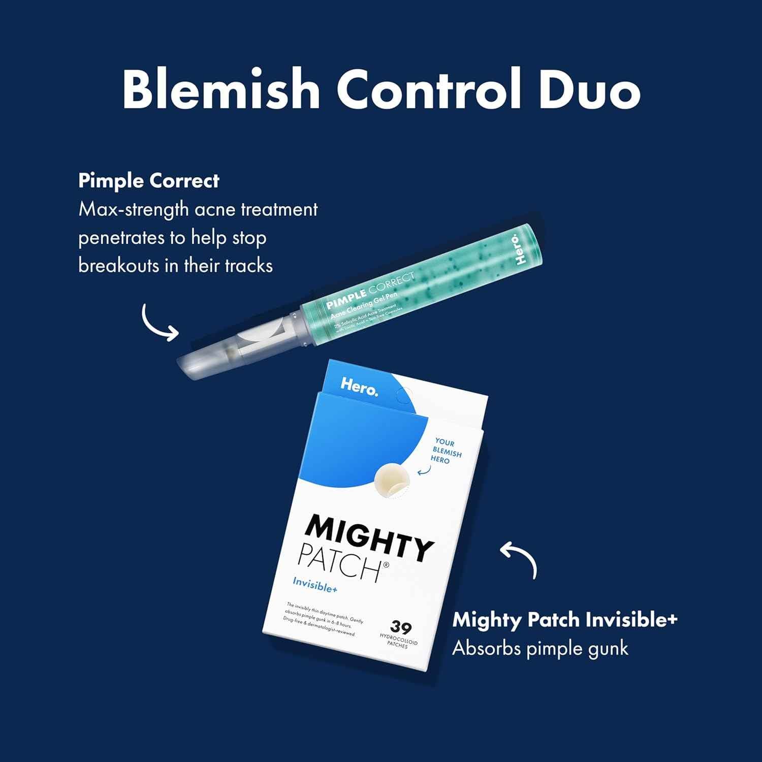 Mighty Patch™ Invisible+ Patch - Daytime Hydrocolloid Acne Pimple Patches for Covering Zits and Blemishes, Ultra Thin Spot Stickers for Face and Skin
