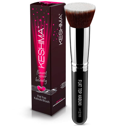 Flat Top Kabuki Foundation Brush By KESHIMA - Premium Makeup Brush for Liquid, Cream, and Powder - Buffing, Blending, and Face - 1.2&amp;#34; Top Diameter