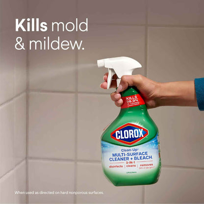 Clorox Clean-Up Multi Surface Cleaner Bleach Spray, Original, All Purpose Cleaning Spray Bottle, Mold and Mildew Cleaner, 32 Fl Oz., Pack of 3
