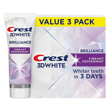 Crest 3D White Teeth Whitening Toothpaste for Adults, 4.6oz, Stain Remover, Cavity Protection Fluoride Toothpaste, Strengthens Enamel, Faster Whitening, Brightens Teeth, Travel Size