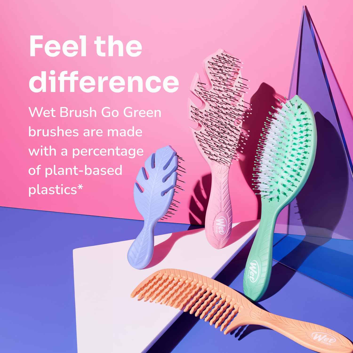 Wet Brush Go Green Curl Detangler Hair Brush, Pale Pink, Ultra-Soft IntelliFlex Detangling Bristles Glide Through Tangles with Ease, Great For Curls, No Split Ends & Pain-Free for Wet or Dry Hair