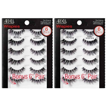 Ardell Wispy False Eyelashes for Everyday Wear, Flared Demi Wispies Strip Design with Seamless Invisiband, Medium Volume, 12 Pairs