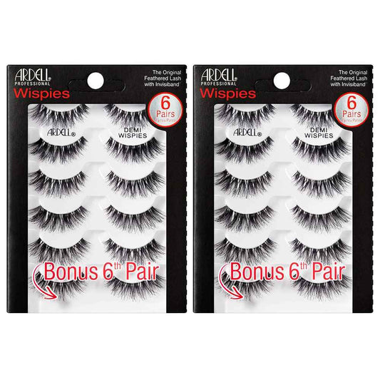 Ardell Wispy False Eyelashes for Everyday Wear, Flared Demi Wispies Strip Design with Seamless Invisiband, Medium Volume, 12 Pairs