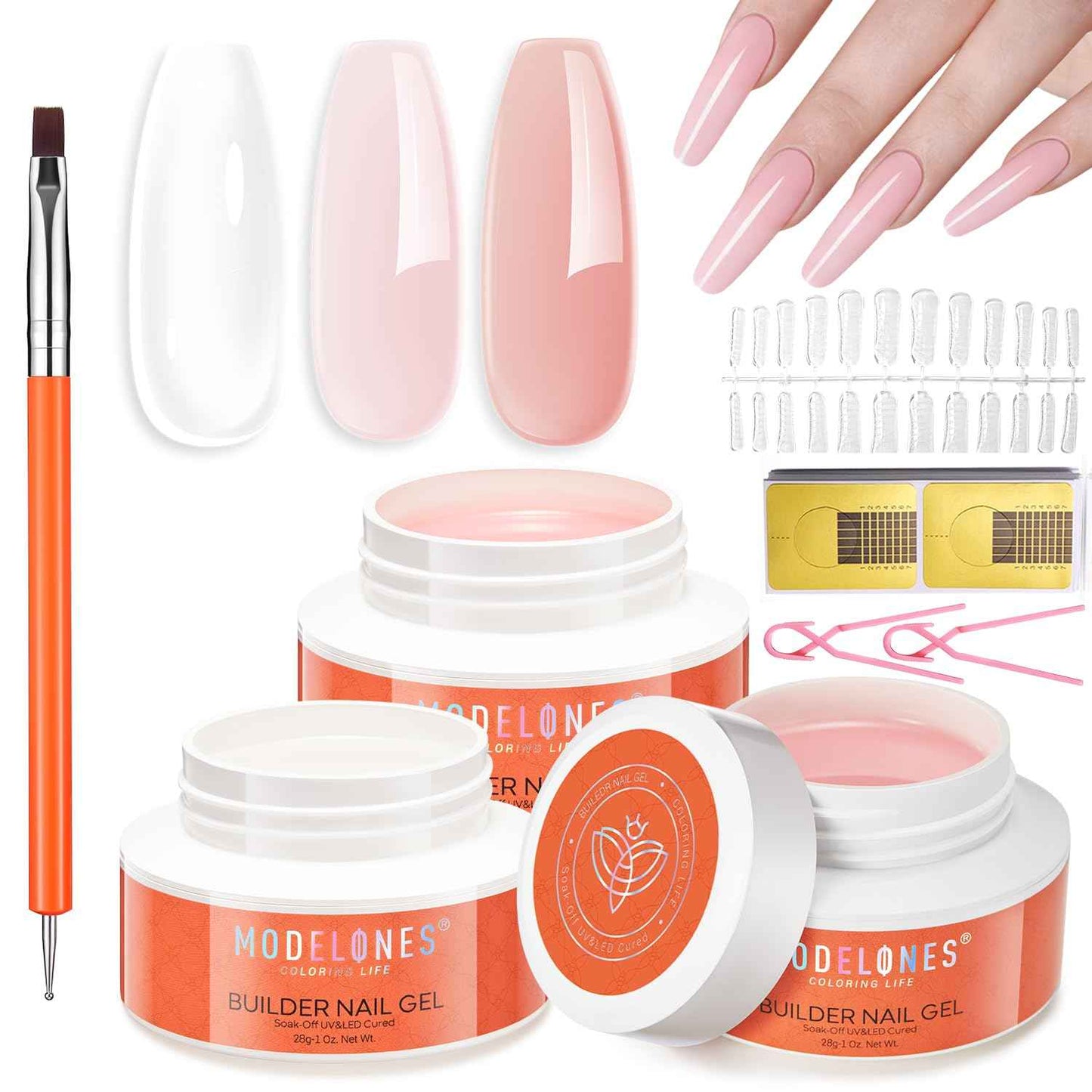 Modelones Set, Nail Brush kit Gel Polish, Extension Gel, Liner, Clean up, Carving, Apex Building, Dotting Pens Professional Tools for Drawing Painting 3D Design Salon & DIY Use