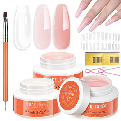 Modelones Set, Nail Brush kit Gel Polish, Extension Gel, Liner, Clean up, Carving, Apex Building, Dotting Pens Professional Tools for Drawing Painting 3D Design Salon & DIY Use