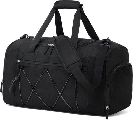 Vorspack_Gym_Bag_for_Men_-_21_Inches_Duffle_Bag_for_Travel_Water-resistant_Travel_Bag_with_Shoe_Compartment_Wet_Pocket_Duffel_Bag_for_Gym_Sports_Travel_Weekender_Overnight_-_Black