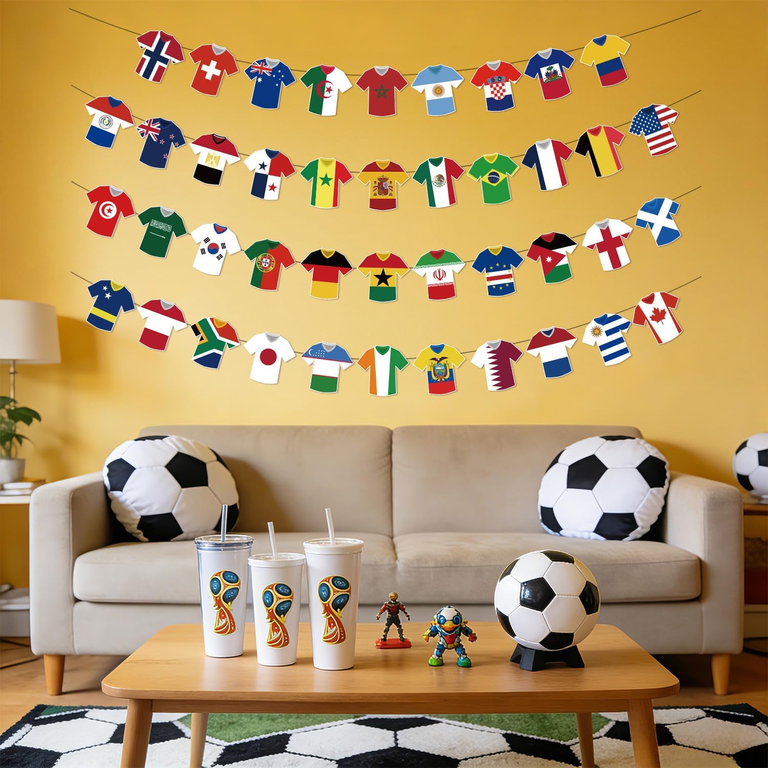 World_Cup_Soccer_Jersey_Bunting_42_Jersey-Shaped_Pennant_Banner,_Game_Day_Decorations,_Soccer_Fan_Garland_for_World_Cup_Party,_Soccer_Birthday,_Tailgate,_BBQ,_Man_Cave,_Outdoor_Sports_Events