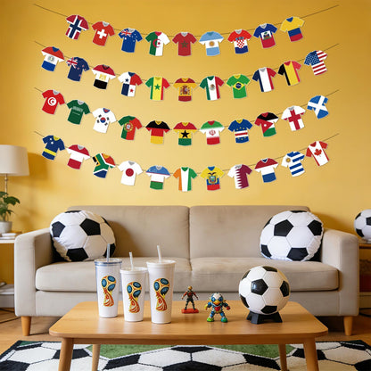 World_Cup_Soccer_Jersey_Bunting_42_Jersey-Shaped_Pennant_Banner,_Game_Day_Decorations,_Soccer_Fan_Garland_for_World_Cup_Party,_Soccer_Birthday,_Tailgate,_BBQ,_Man_Cave,_Outdoor_Sports_Events