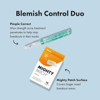 Mighty Patch Surface Large Pimple Patches for Face, Acne Spot Patch for Cheek, Forehead, and Chin, Pimple Stickers, Hydrocolloid Covers, Vegan-friendly, from Hero Cosmetics, 10 Count