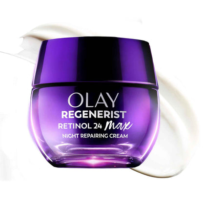 Olay Retinol Night Cream for Women, MAX, Anti-Aging Face Mousturizer, Fragrance-Free, Non Greasy - Anti-Wrinkle, Smooth Fine Lines, Hydrating Skin Care - Triple Collagen Cream, Niacinamide, 1.7oz