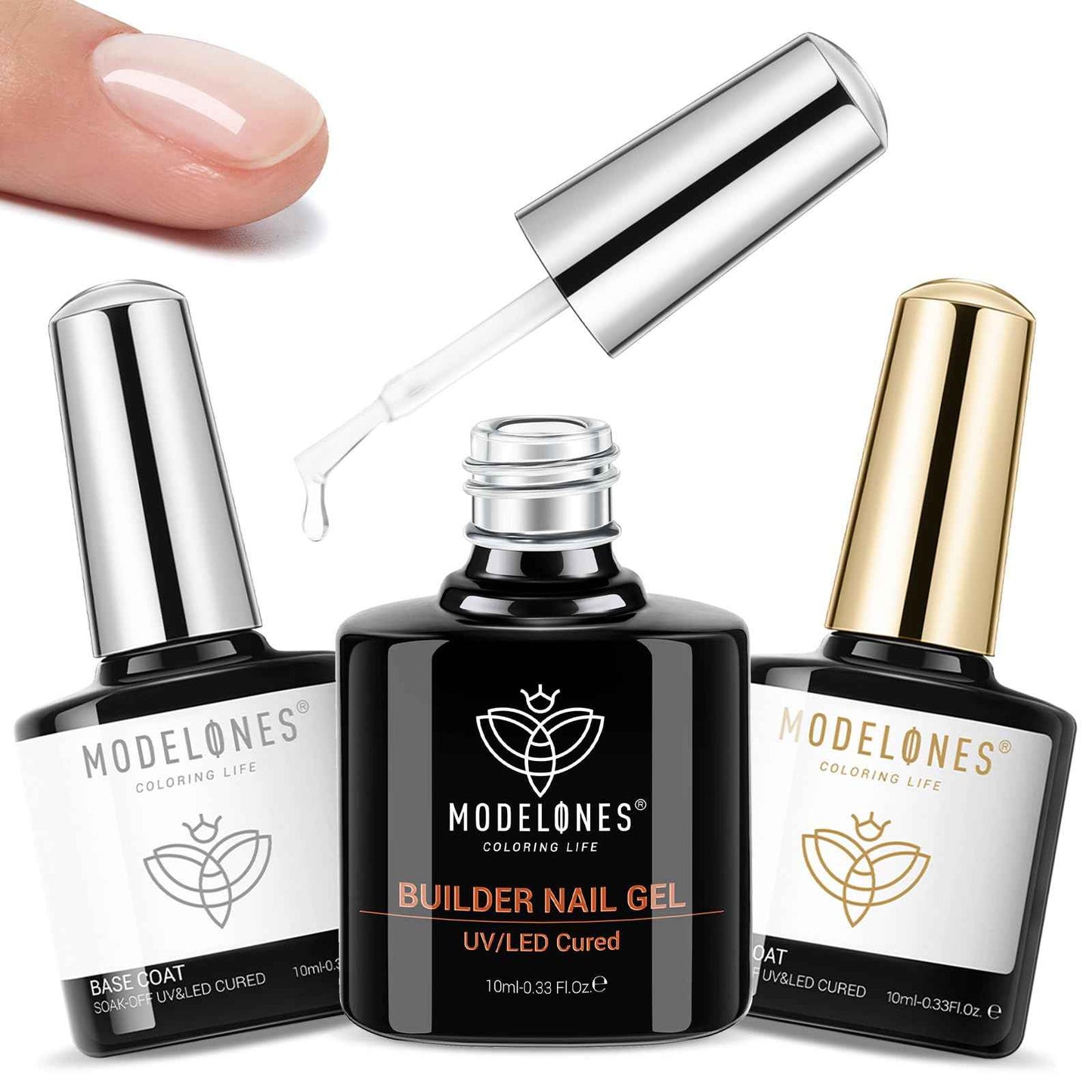 modelones Gel Top Coat, 15ml No Wipe Gel Nail Polish High Gloss Top Coat Shiny Long Lasting Clear Top for Acrylic Nails, Need U V/LED Lamp for Home DIY Gift Spring Easter's Manicure Salon