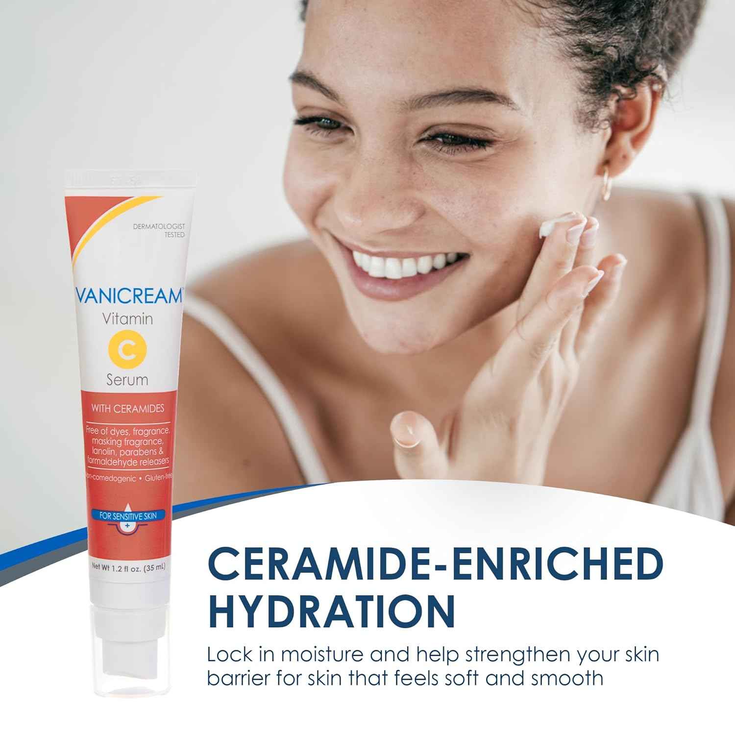 Vanicream Vitamin C Serum, 1.2 Fl Oz, Formulated without Common Irritants for Sensitive Skin, Milky and Lightweight Brightening Serum, Hydrates & Boosts Glow, Dermatologist-Tested