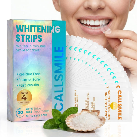 CALLSMILE_Whitening_Strips_for_Sensitive_Teeth:_16_Treatments_Gentle_Whitening_|_Enamel-Safe_|_Deep_Stains_Removal_|_Non-Slip_Dry_Strips_Daily_Oral_Care,_Mint_Sea_Salt