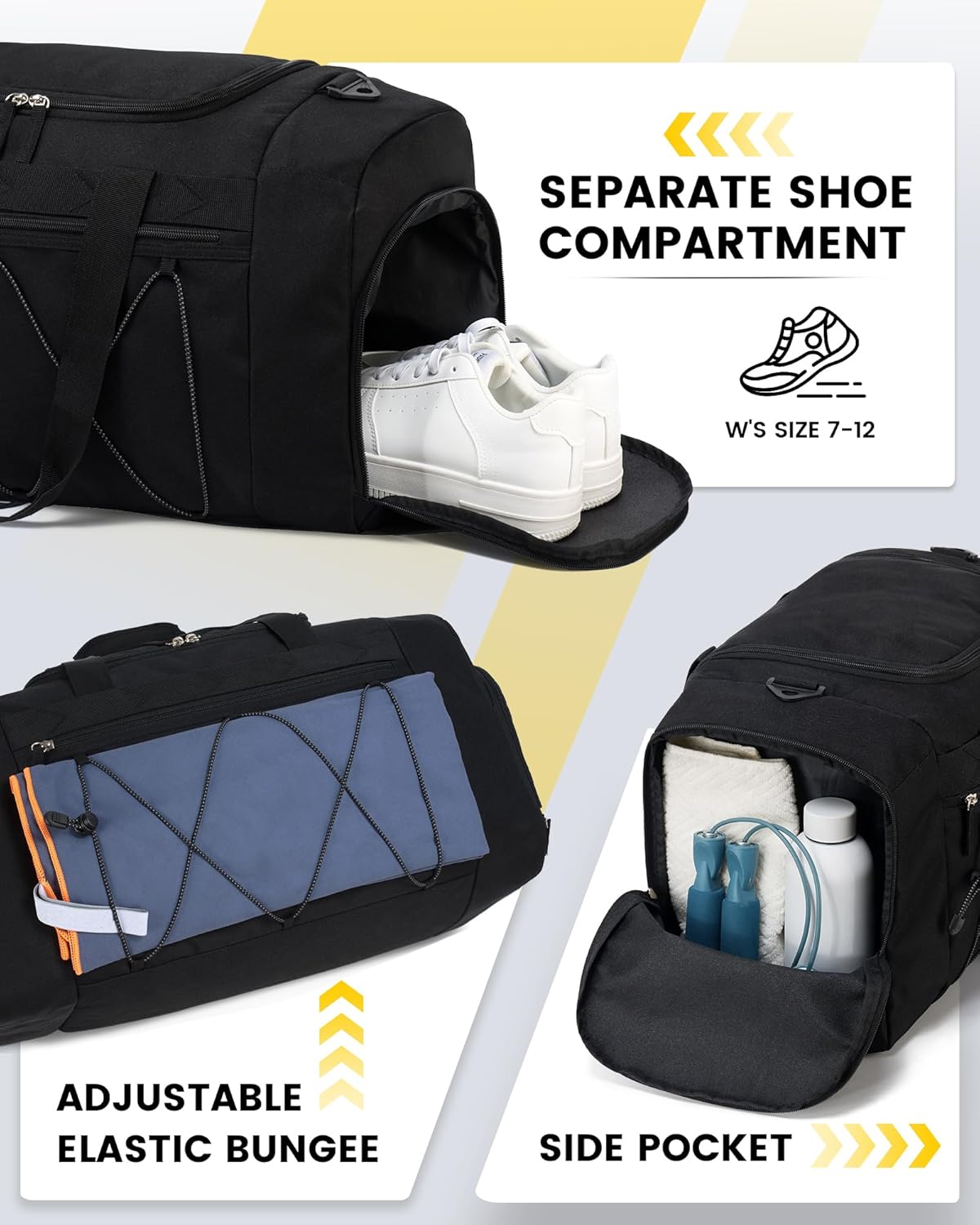 Vorspack_Gym_Bag_for_Men_-_21_Inches_Duffle_Bag_for_Travel_Water-resistant_Travel_Bag_with_Shoe_Compartment_Wet_Pocket_Duffel_Bag_for_Gym_Sports_Travel_Weekender_Overnight_-_Black