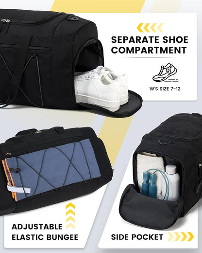 Vorspack_Gym_Bag_for_Men_-_21_Inches_Duffle_Bag_for_Travel_Water-resistant_Travel_Bag_with_Shoe_Compartment_Wet_Pocket_Duffel_Bag_for_Gym_Sports_Travel_Weekender_Overnight_-_Black