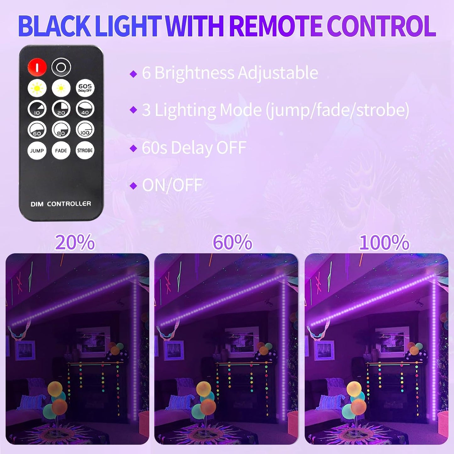 50_Ft/66FT_Black_Light_Strip_&_Remote,_900LEDs,_Dimmable_12V_Flexible_Black_Lights_for_Glow_Party,_Bedroom,_Hallween,_Fluorescent_Tapestry_Poster,_3_Light_Modes,_Non-Waterproof