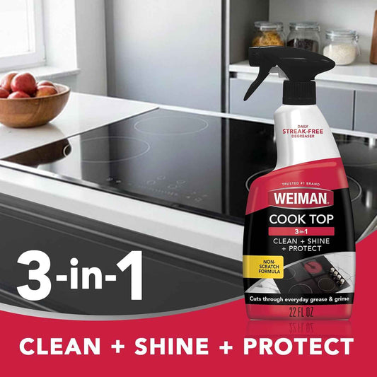 Weiman 2-Pack Cooktop Cleaning Spray & Microfiber Cloth – Cooktop & Oven Cleaner for Streak & Residue Free - Non-Abrasive Degreaser Safe for Glass & Ceramic