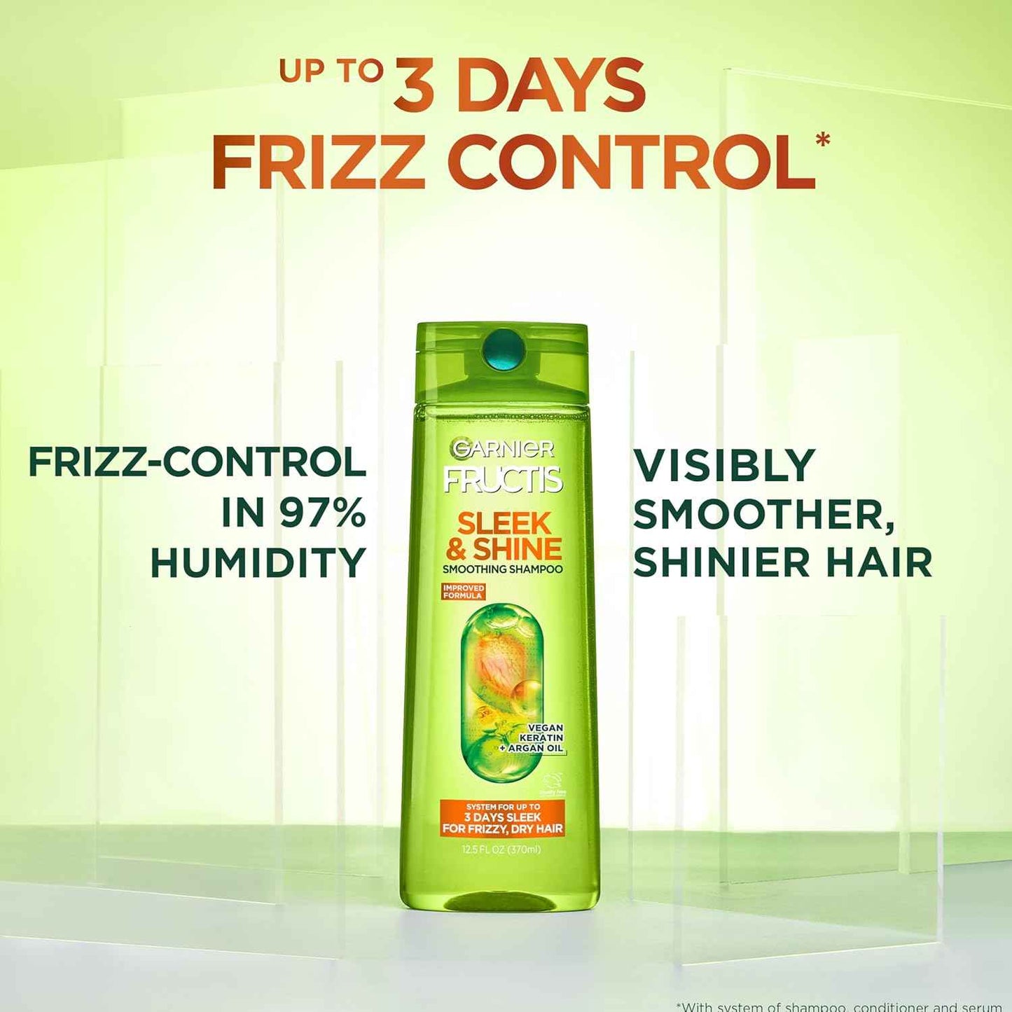 Garnier Fructis Sleek & Shine Set for Frizzy, Dry Hair, Plant Keratin + Argan Oil