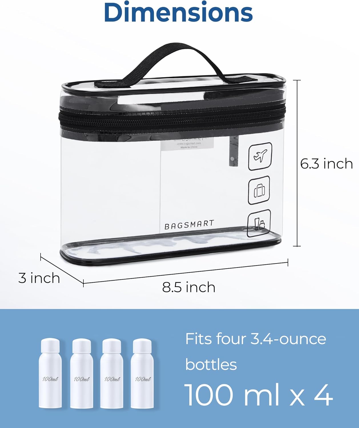 BAGSMART_TSA_Approved_Toiletry_Bag,_2_Pack_Clear_Makeup_Cosmetic_Bag_Organizer,_Quart_Size_Travel_Bag_for_Toiletries,_Carry-on_Travel_Accessories_Essentials,_Black-2pcs