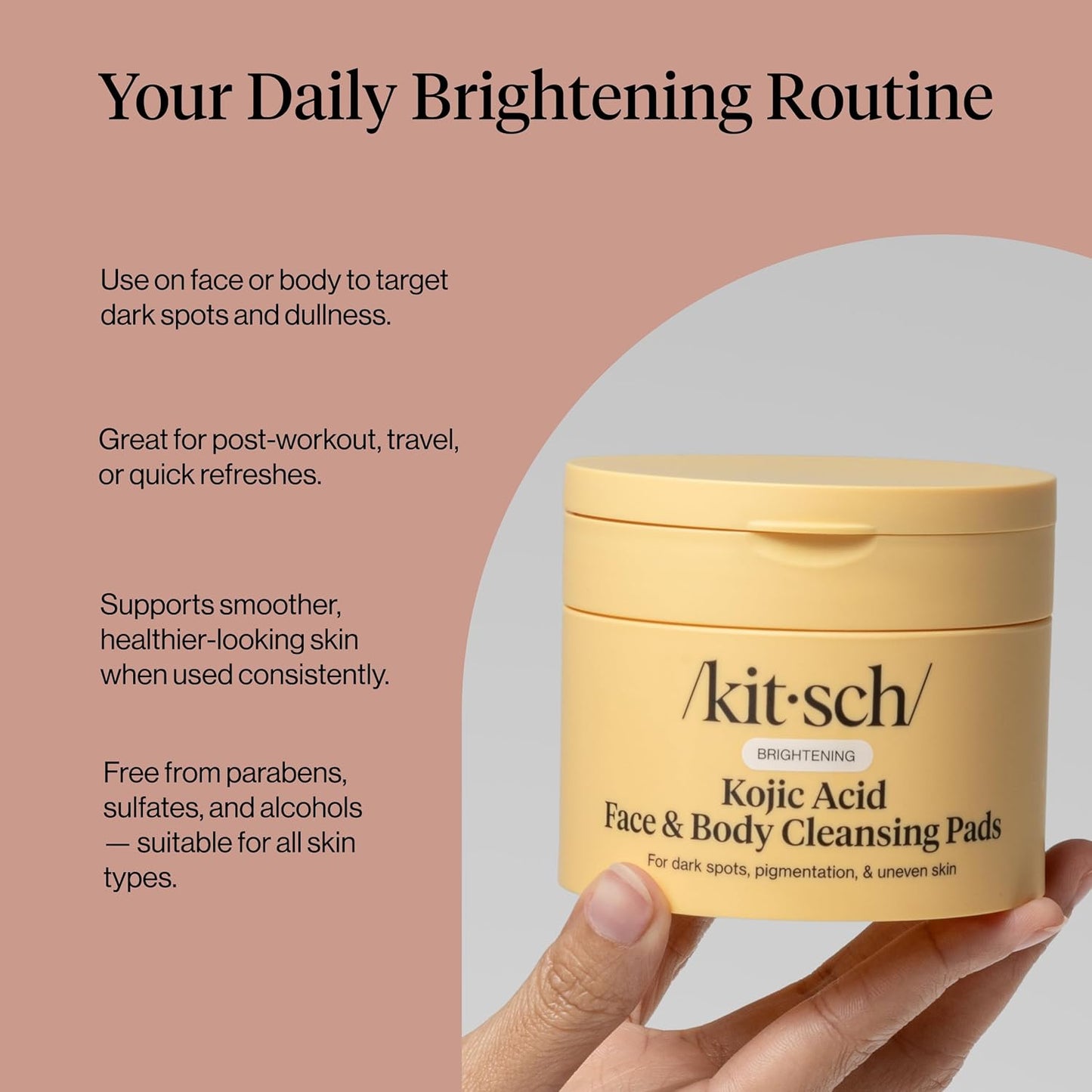 Kitsch_Kojic_Acid_Cleansing_Pads_with_Turmeric_&_Cica_to_Smooth,_Refresh_&_Even_Tone_Skin_Care_–_Exfoliating_&_Brightening_Pre-Soaked_Cotton_Pads_for_Face_and_Body_–_50_count