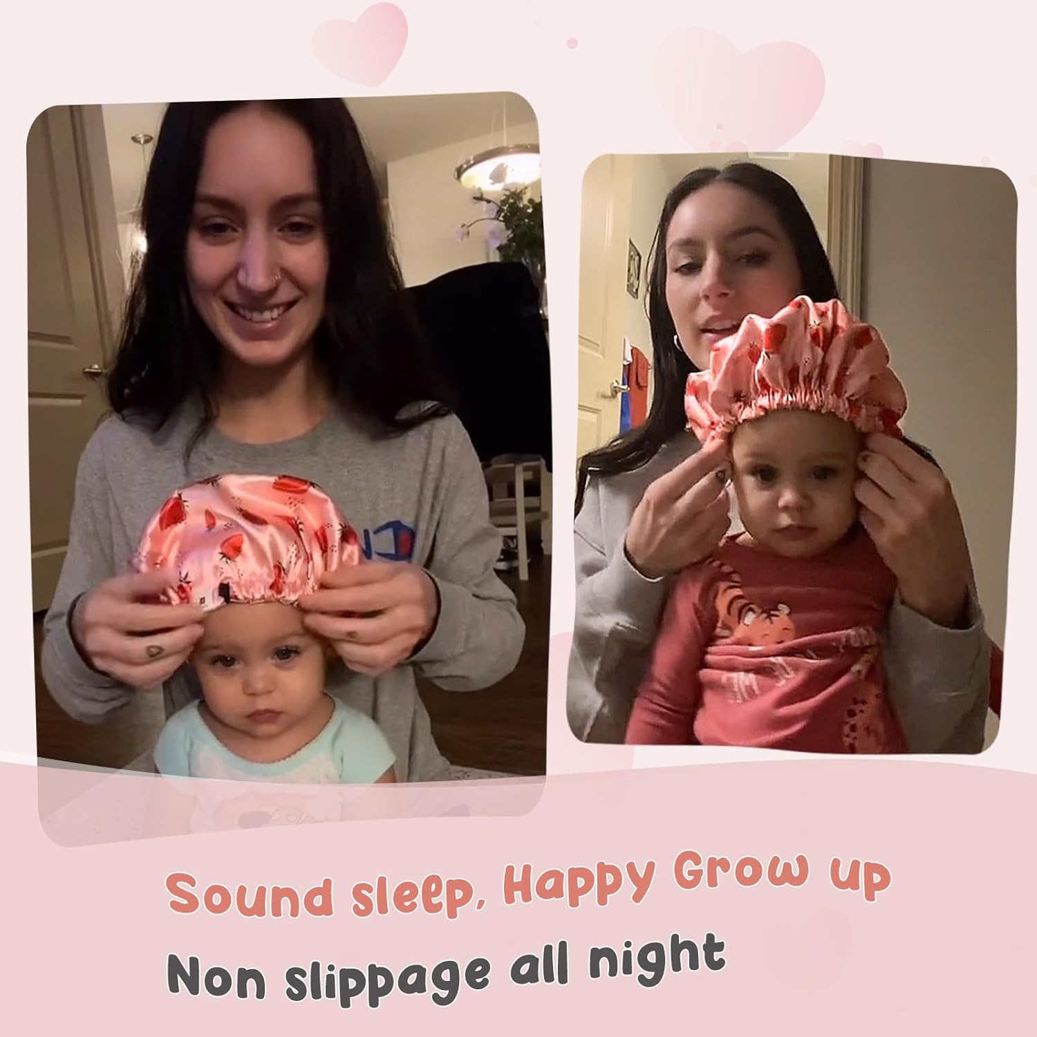YANIBEST_Baby_Satin_Bonnet_Sleep_Cap_-_Double_Layer_Reversible_Adjustable_Silky_Satin_Cap_for_Infant_Toddler(6-36Months,Strawberry)