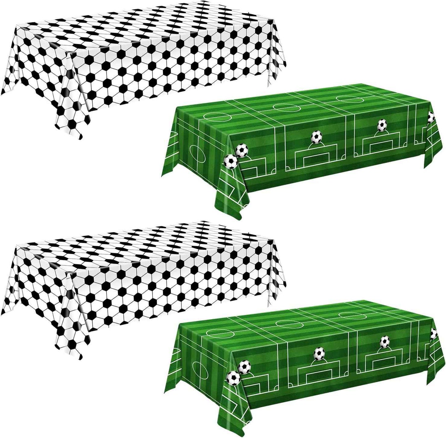 QIYANPAX 4 Pieces Soccer Tablecloths - Soccer Birthday Party Decorations Soccer Table Cloth Soccer Tablecloth Plastic Table Cover for Sports Soccer Theme Party Decorations, 54 x 108 Inch