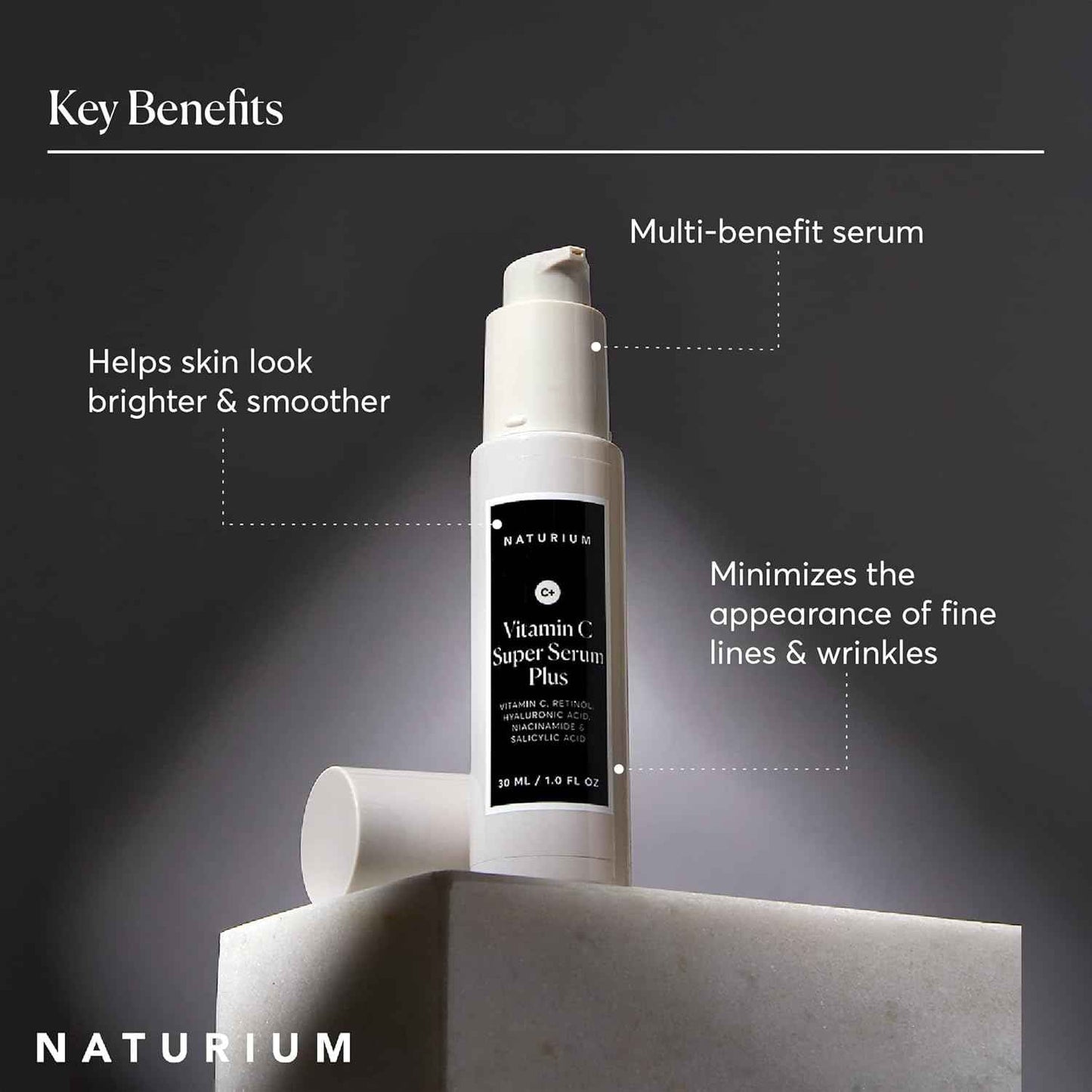 Naturium Vitamin C Super Serum Plus, Smoothing Face Care, plus Retinol, Hyaluronic Acid, Niacinamide & Salicylic Acid