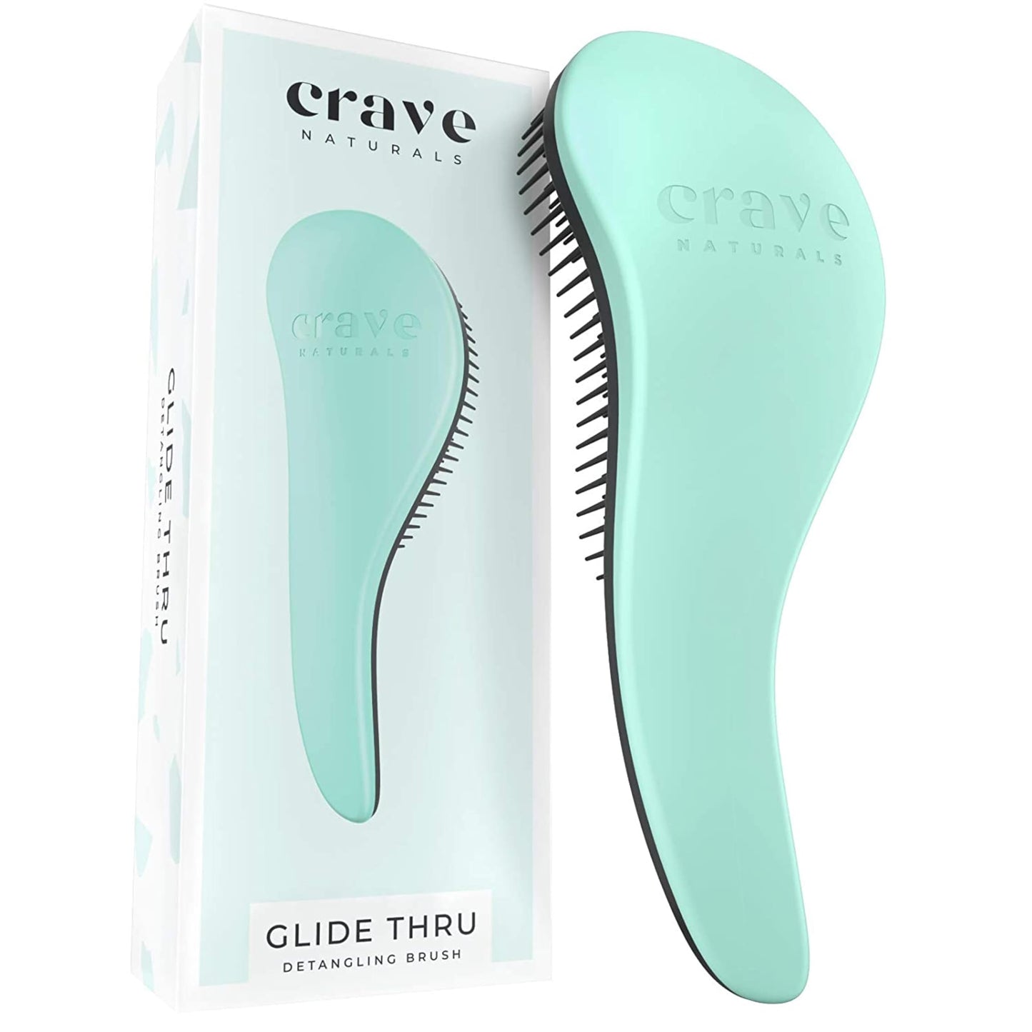 Crave Naturals Biggie Glide Thru Hair Brush - Detangler Brush for Curly, Straight, Wet or Dry Hair - Gentle Detangling Brushes for Adults, Kids, Toddlers - Hair Accessories for Women, 8.4&amp;#34;x3.4&amp;#34; - Mint