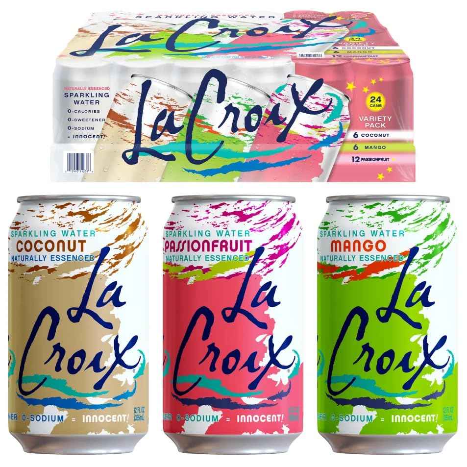 LaCroix Sparkling Water Variety Pack | 24-Pack of 12oz Cans | 6x Razz-Cran | 6x Limoncello | 12x Cherry Blossom