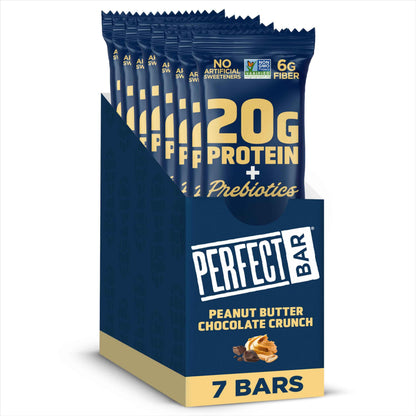 Perfect Bar Protein + Prebiotics, 20g Protein, Grass-Fed Whey, 6g Fiber With 3g Prebiotics, Gluten-Free, Non-GMO, 2.4 Ounce Bar, 7 Count