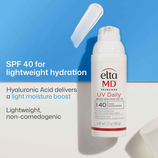 EltaMD UV Daily SPF 40 Face Sunscreen Moisturizer with Zinc Oxide, Daily Face Moisturizer with SPF, Sunscreen for Dry Skin