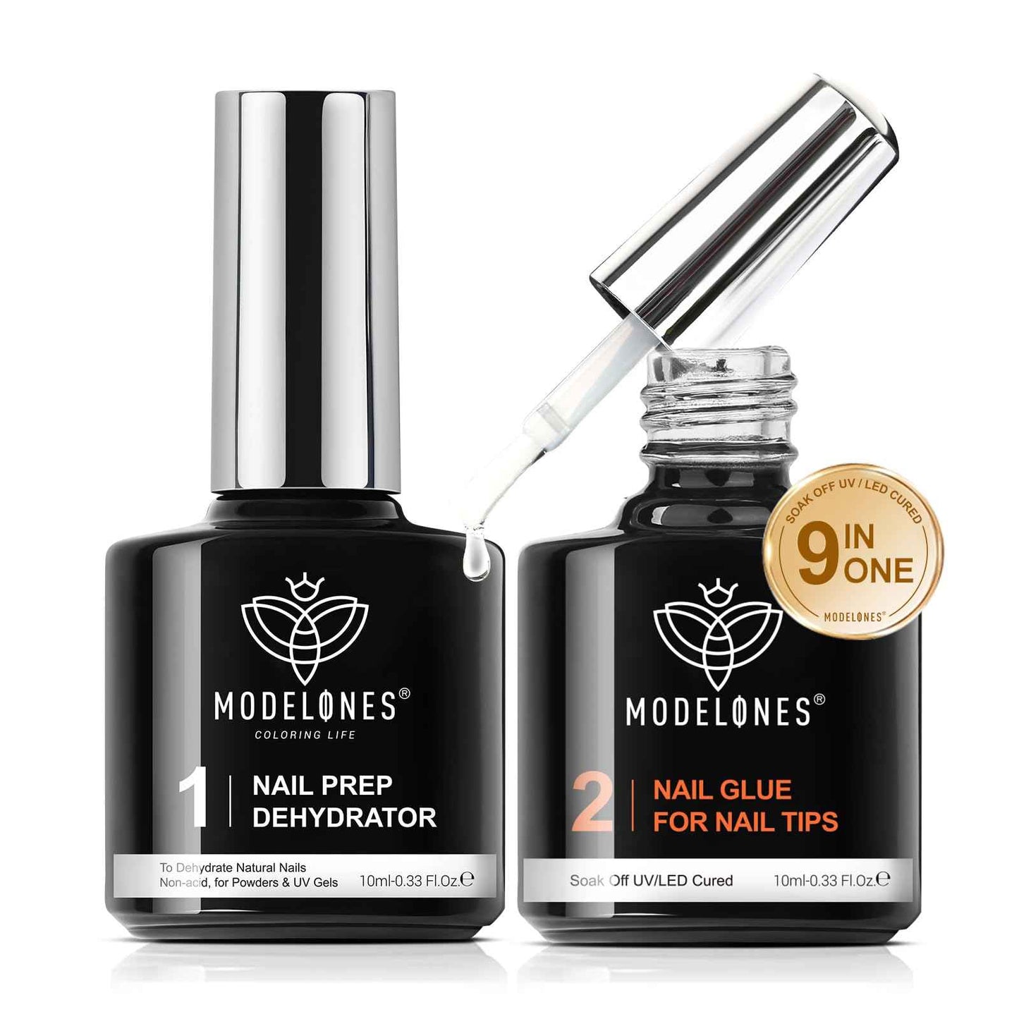 modelones Gel Top Coat, 15 ml 2026 Upgrade Super Shiny Base and Top Coat Set, Soak Off Nail Lamp Acid Free No Wipe Clear Base Top Gel Nail Polish
