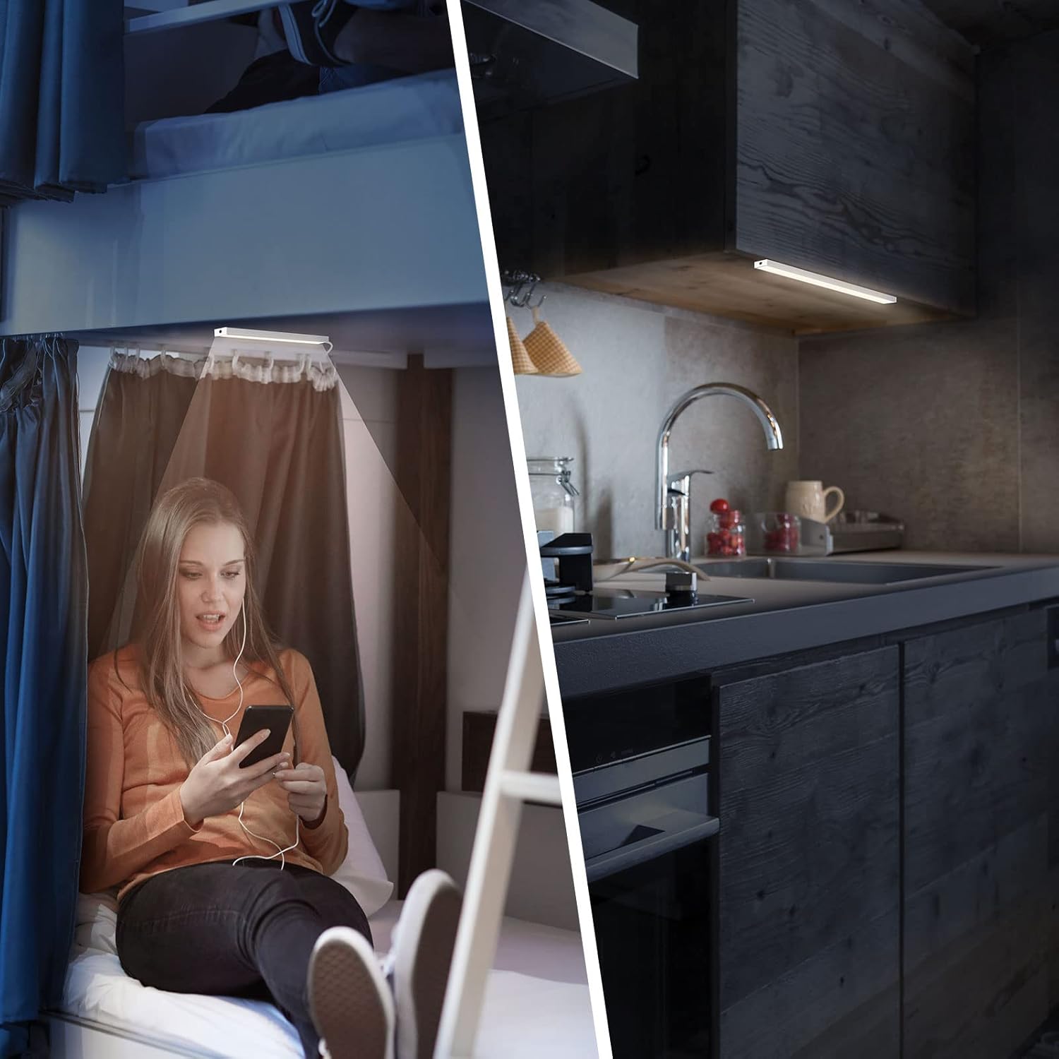 USB_Powered_Under_Cabinet_Lighting,_12"_Tool-Free_Mount_Dimmable_LED_Strip_for_Pantry_&_Workspace